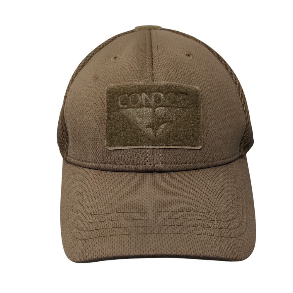 Condor Patch Fitted Mesh Back Hat Brown L/XL Vent Holes 6 Panel